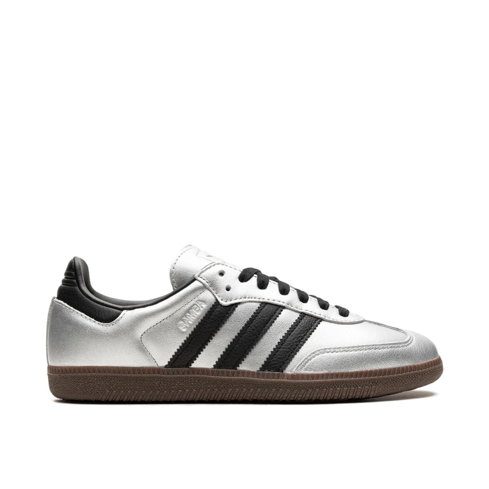 Adidas Sambas OG Metallic Silver and Black Gum Womens Shoes